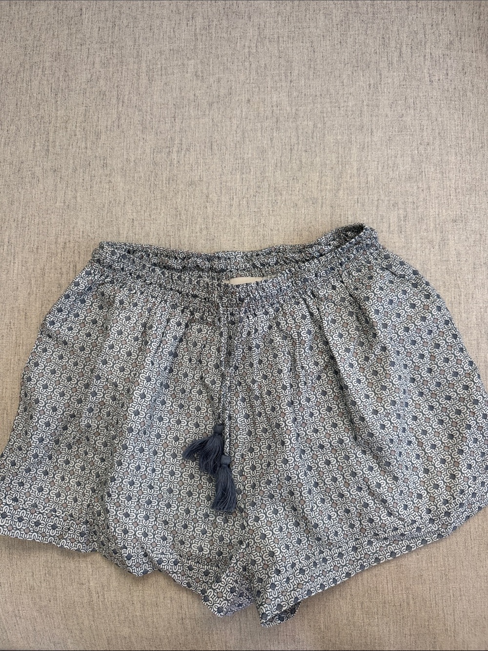 Cleobella Navy Patterned High Waist Shorts with Tassel